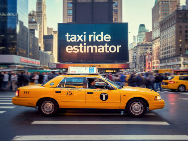 Showing a taxi driving through New York City